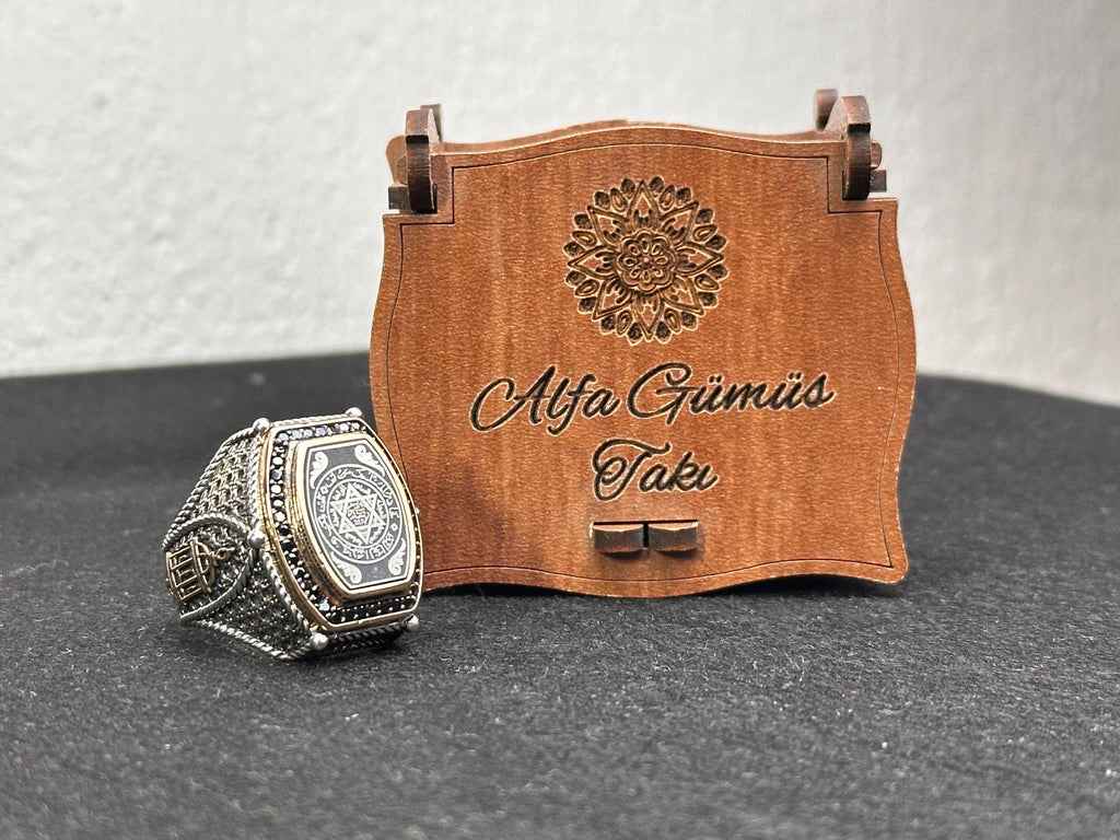 Solomon Seal Ring: Engraved Sterling Silver, Bold Men's Band
