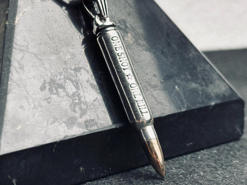 Silver Bullet Necklace Pendant Set - Stylish Handmade Jewelry