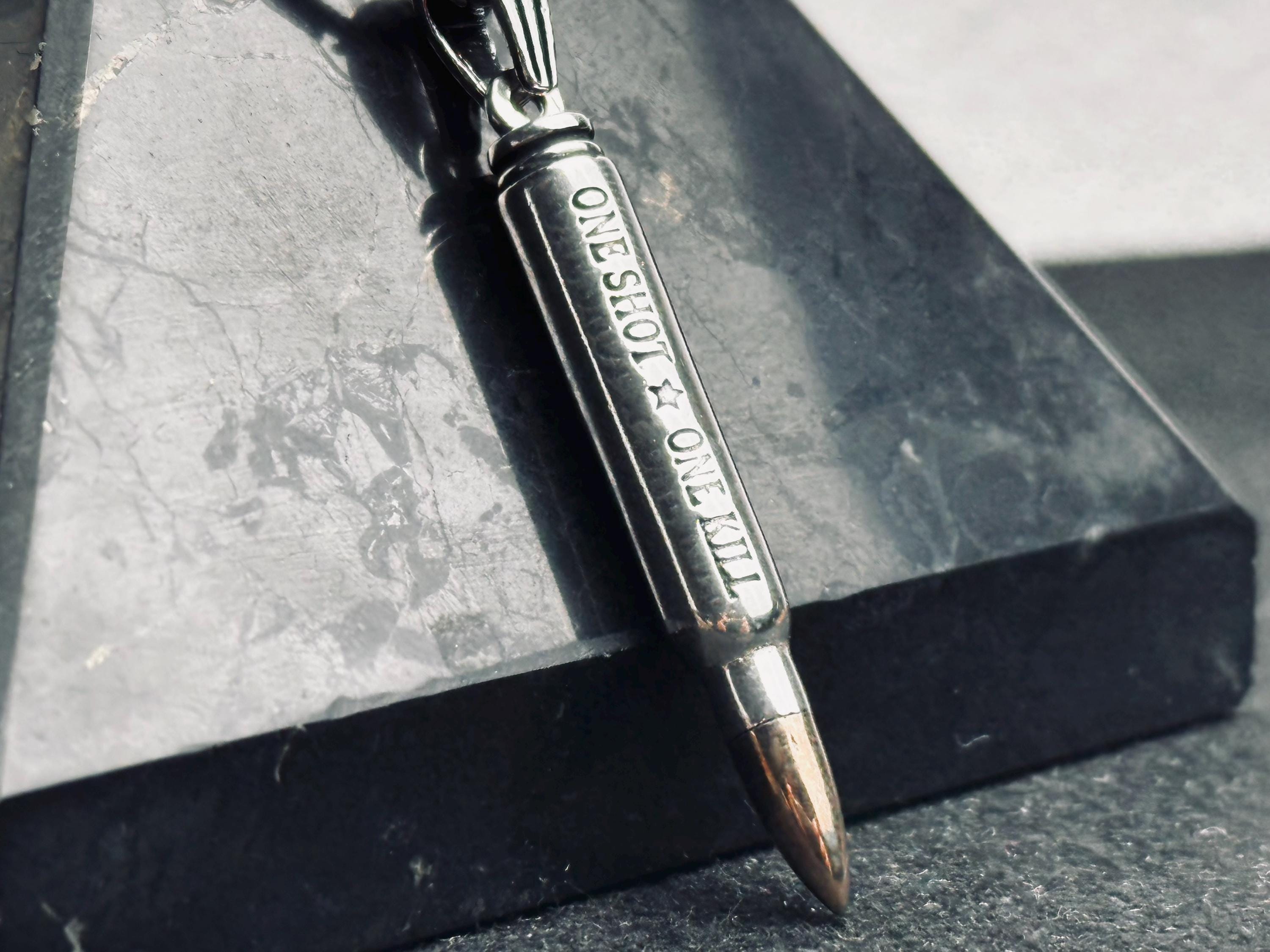 Silver Bullet Necklace Pendant Set - Stylish Handmade Jewelry