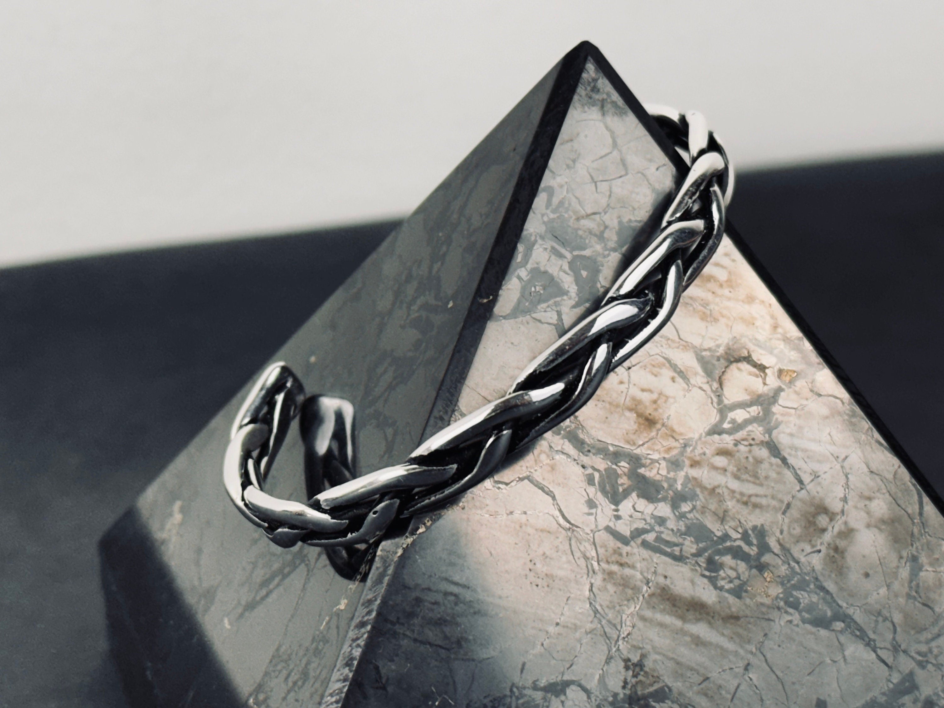 Sterling Silver Cuff Bracelet: Braided Design - Handmade for Men