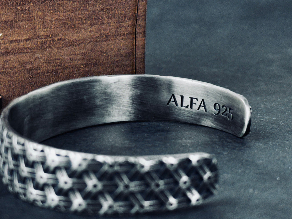 Textured Sterling Silver Cuff Bracelet: Handmade Carved Design