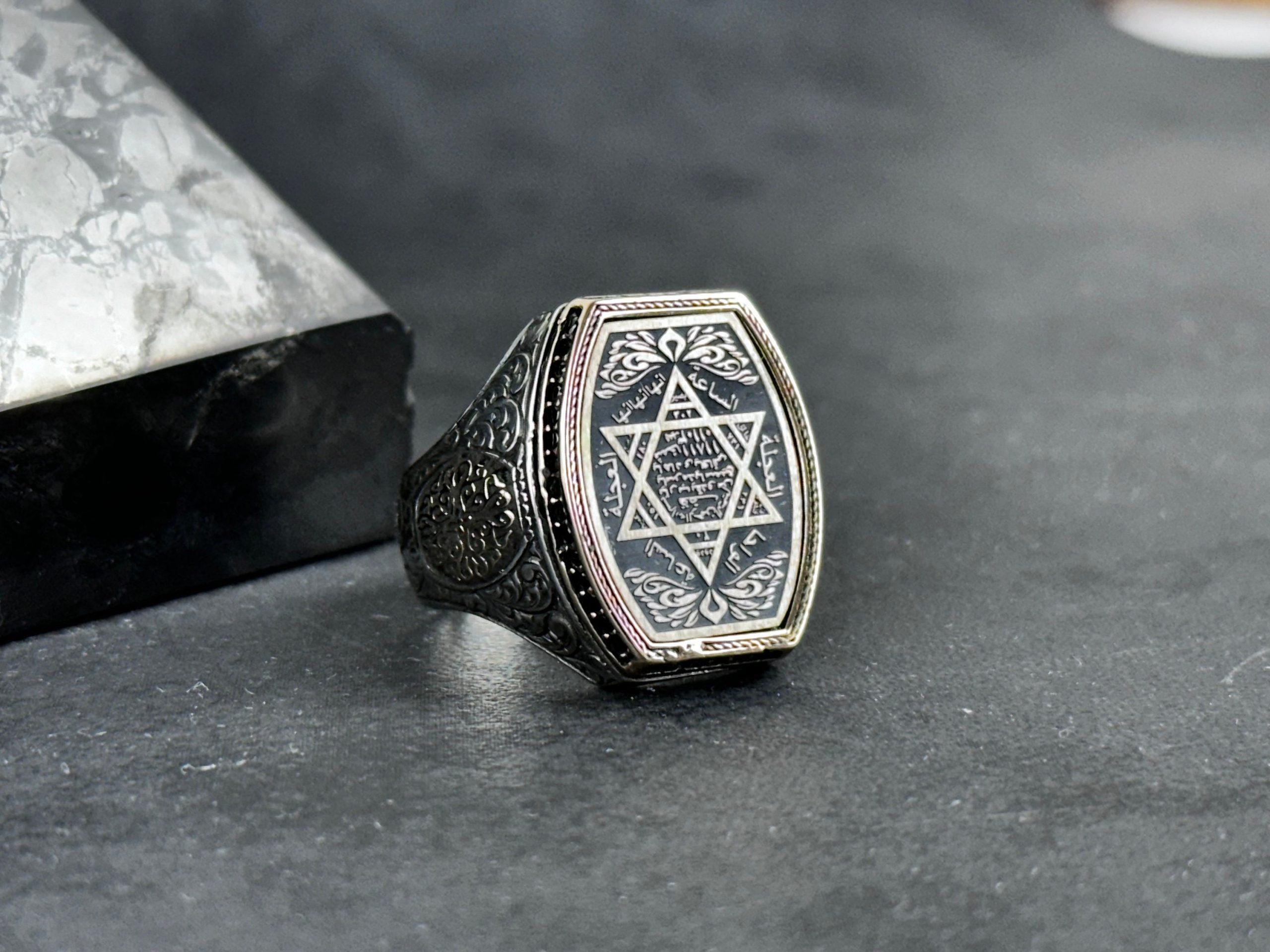 Sterling Silver Solomon's Seal Ring - Spiritual Protection Symbol
