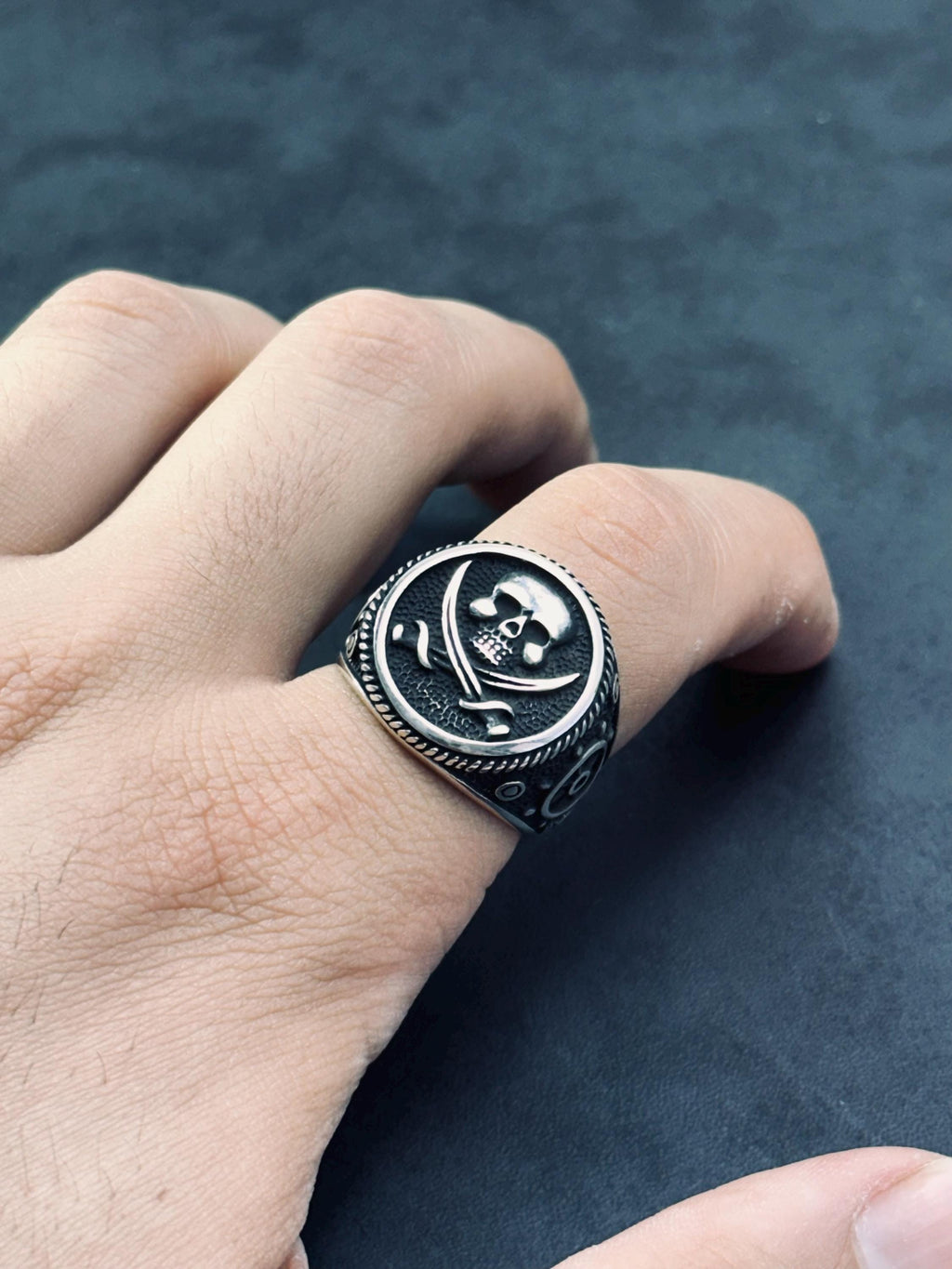 Pirate Ring: Oxidized Sterling Silver - Handmade Biker Style