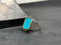 Turquoise Men's Ring - Sterling Silver, Square Gemstone