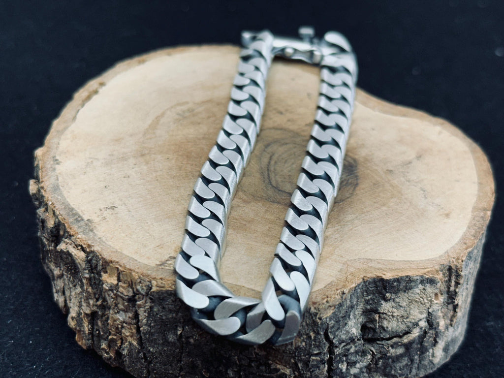 Sterling Silver Men's Chain Bracelet - Handmade Turkish Jewelry