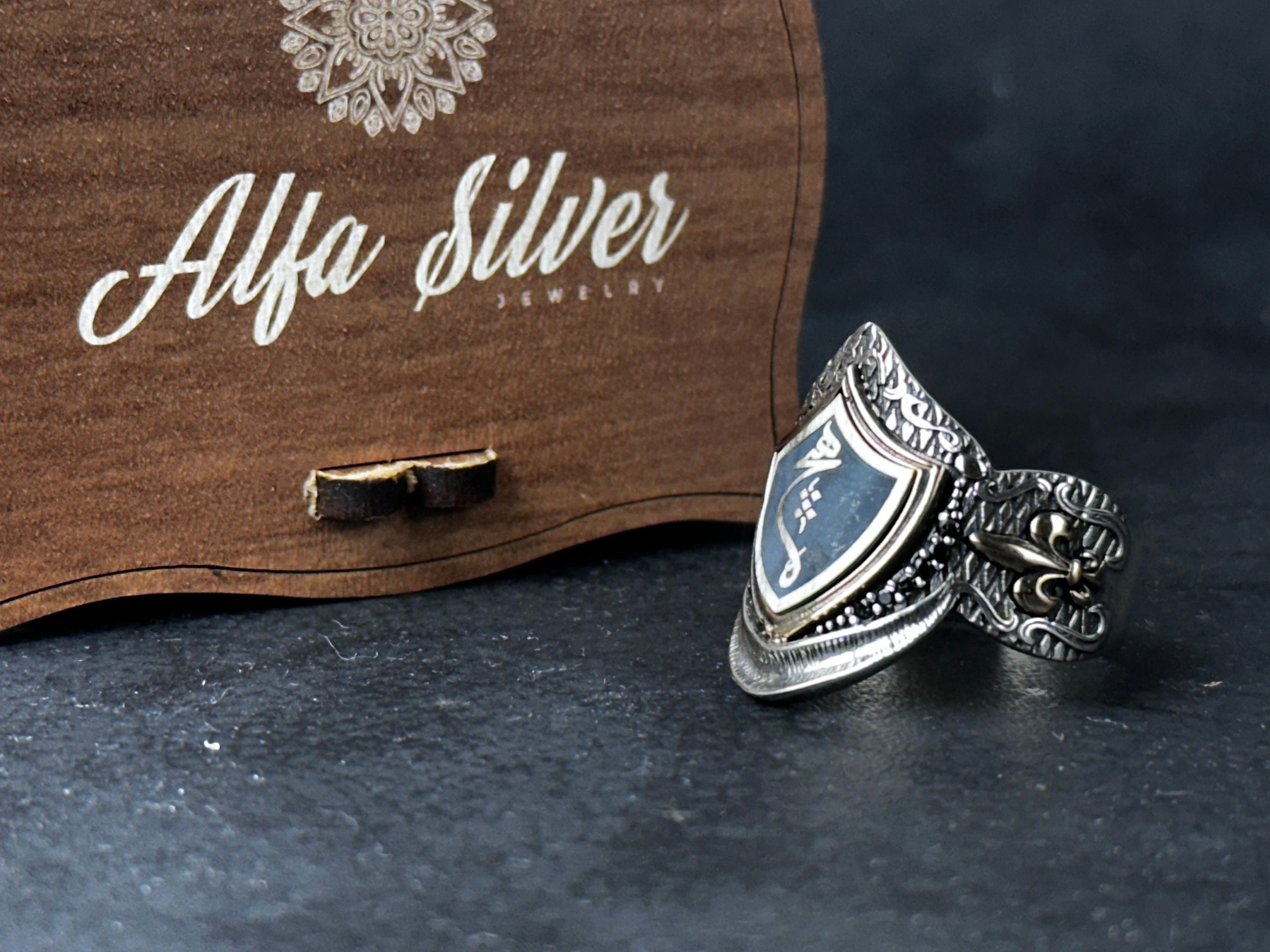 Sterling Silver Shield Ring - Handmade Minimalist Thumb Band
