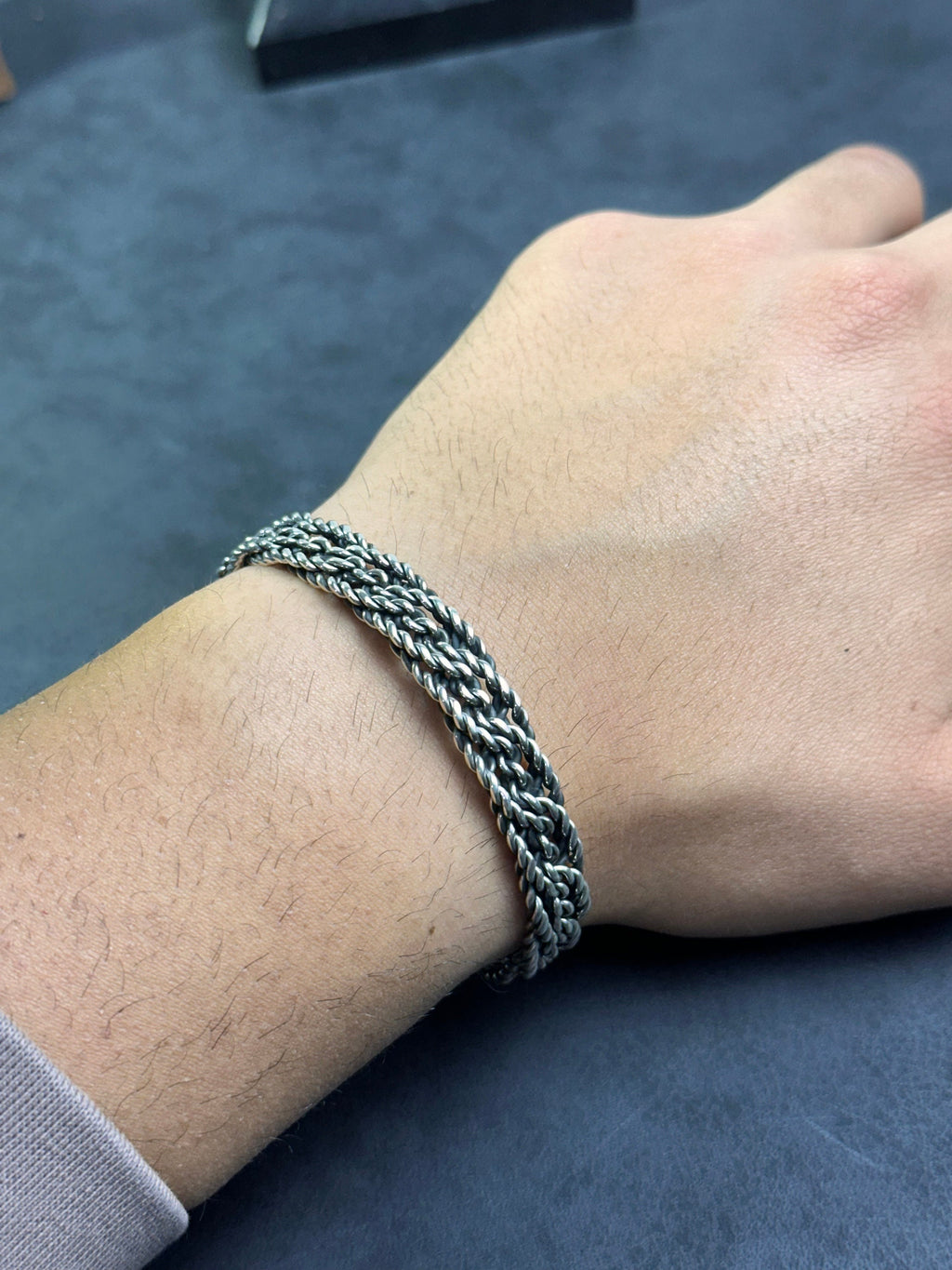 Sterling Silver Cuff Bracelet: Nordic Braided Style - Handmade