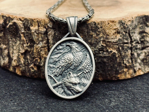 Bald Eagle Pendant Necklace: Sterling Silver - Handmade Soaring Bird