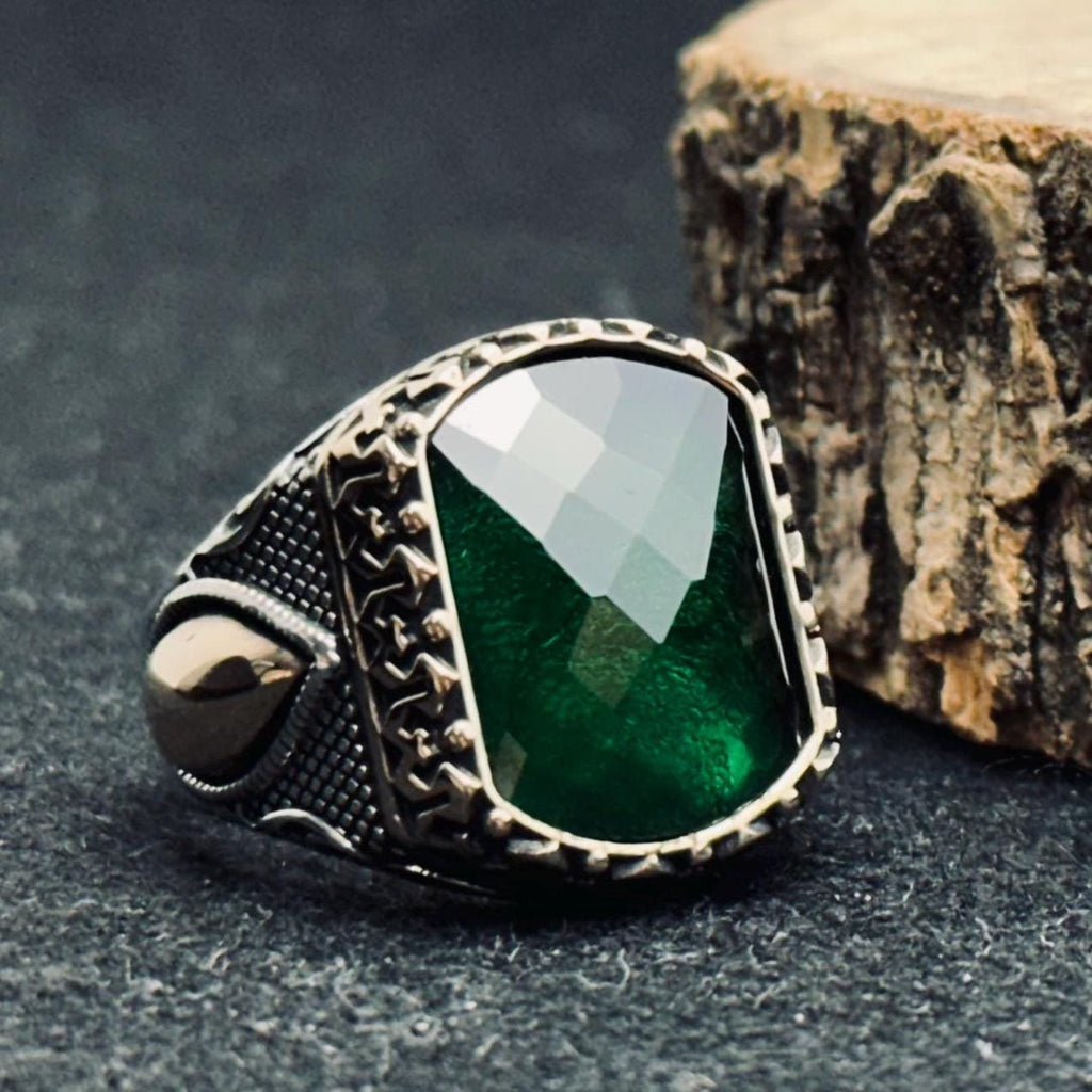 Colombian Emerald Ring: Handmade Sterling Silver Statement Jewelry