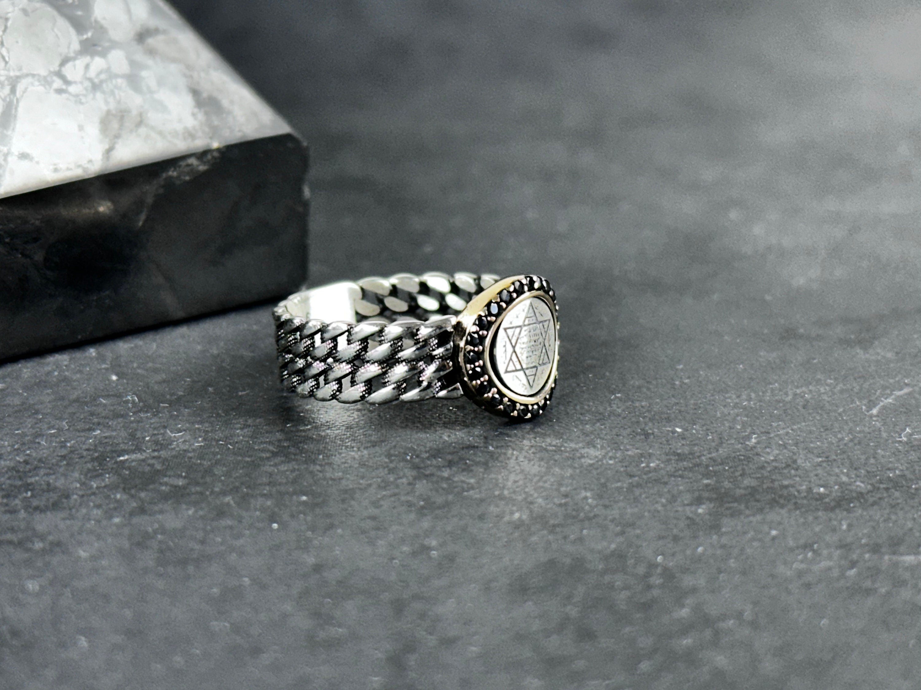 Solomon Seal Ring: Sterling Silver Minimalist - Adjustable Statement