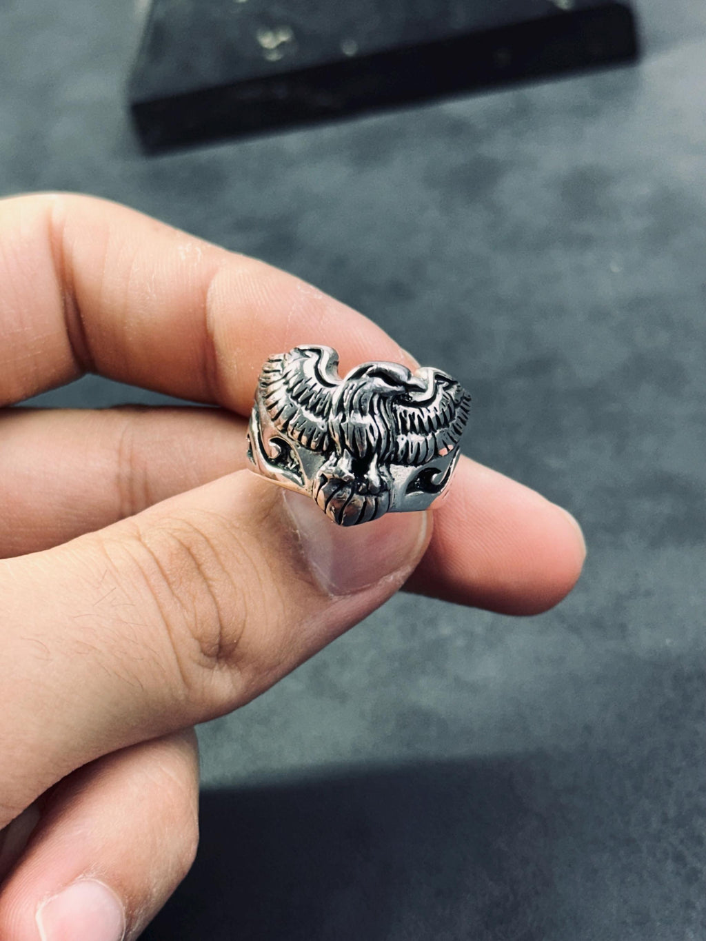 Gothic Sterling Silver Raven Ring, Crow Design (Unisex)