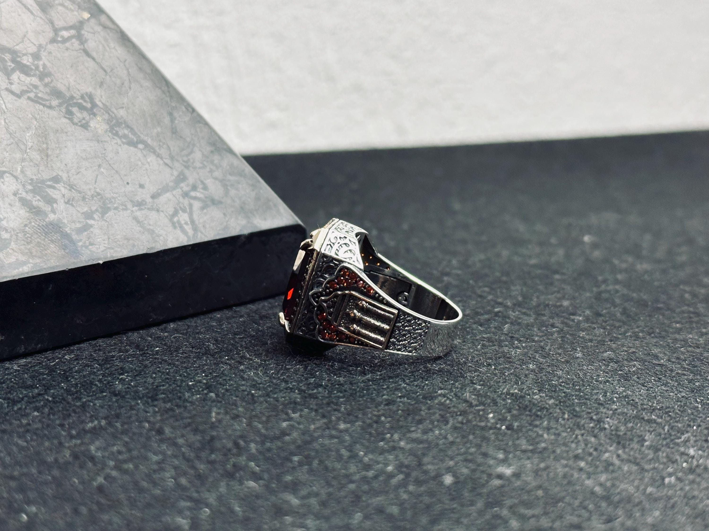 Ruby Sterling Silver Ring - Handmade Minimalist Men's Jewelry