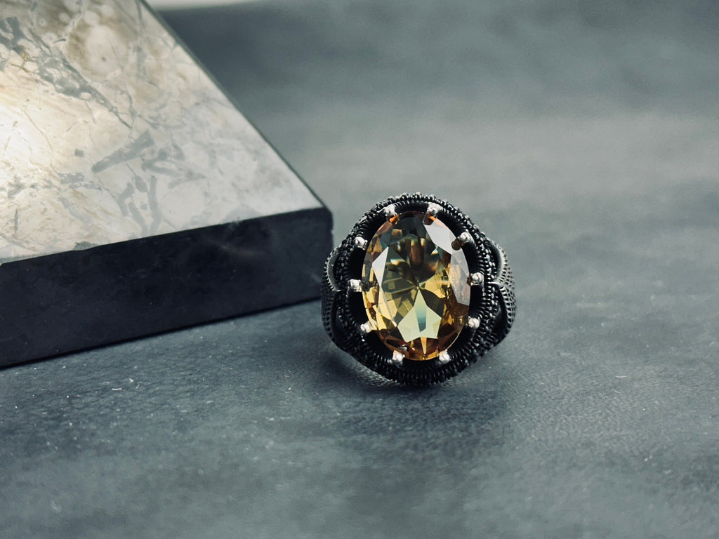 Majestic King Crown Ring - Artisanal Diaspore Gemstone