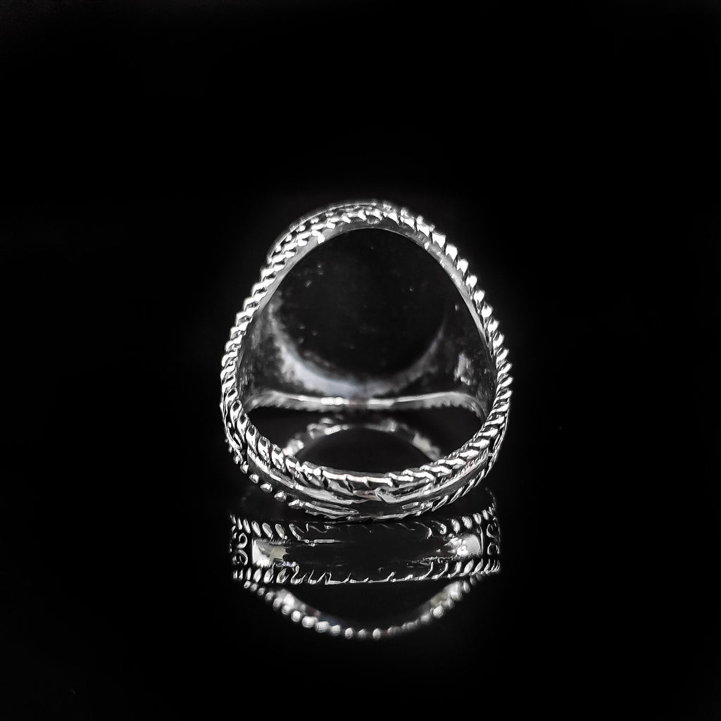 Sterling Silver Signet Ring, Islamic Embroidery (Handmade, Men's Size)
