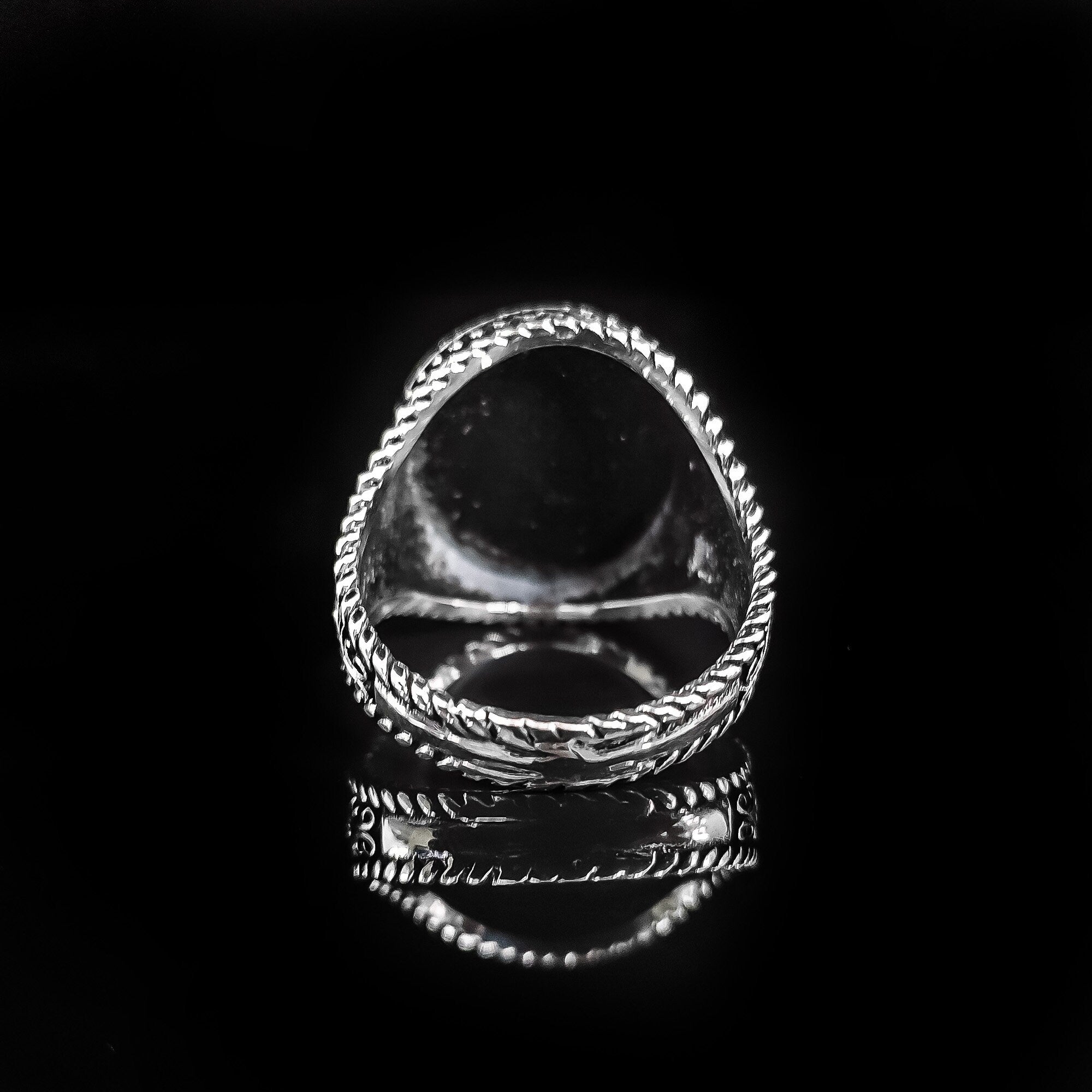Sterling Silver Signet Ring, Islamic Embroidery (Handmade, Men's Size)