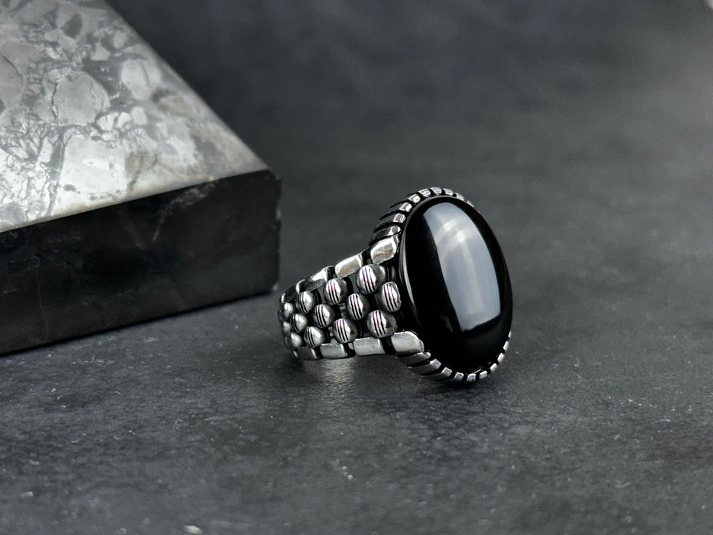 Statement Onyx Ring: Sterling Silver Jewelry (Gift Box Included)