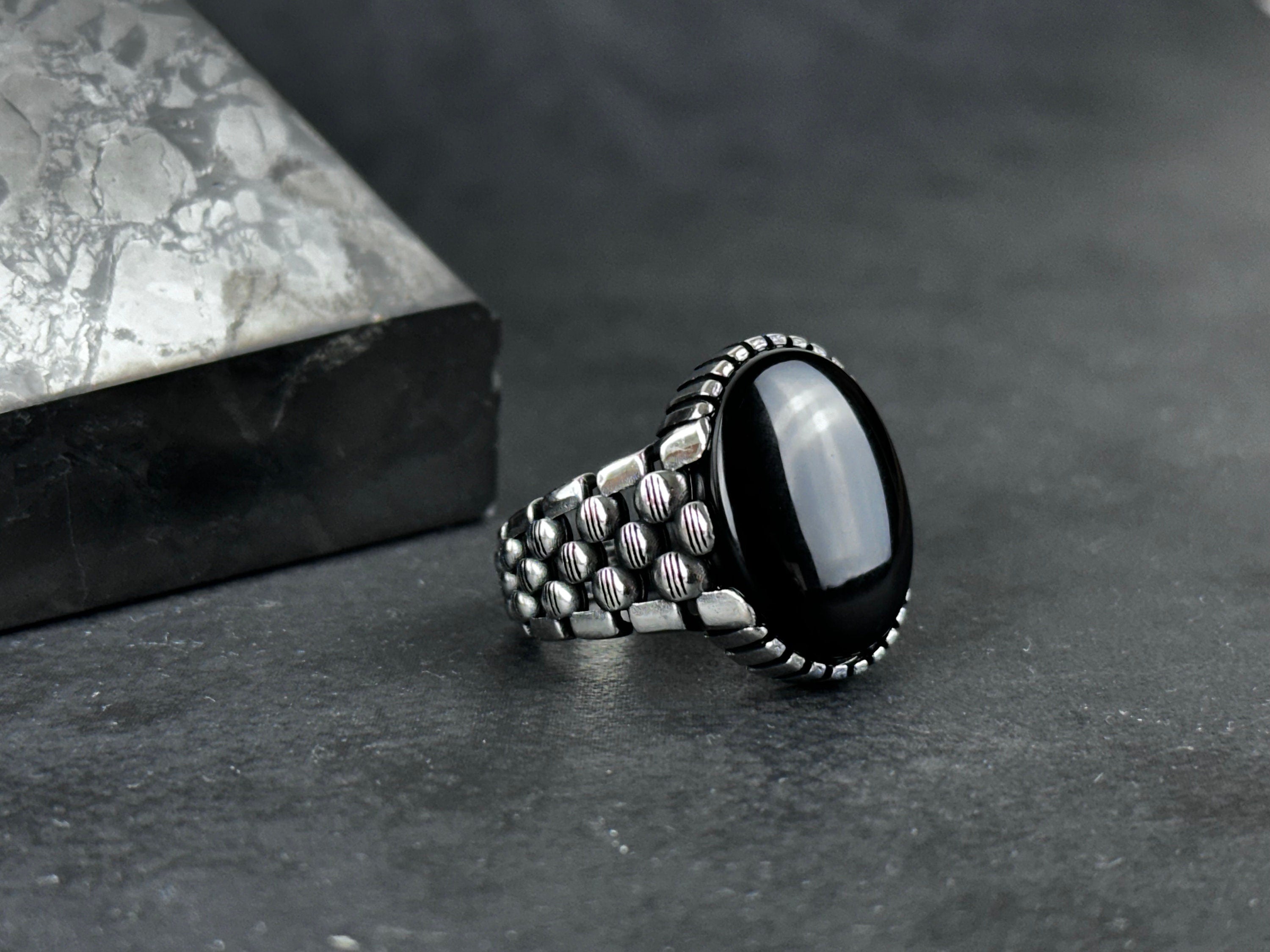 Statement Onyx Ring: Sterling Silver Jewelry (Gift Box Included)