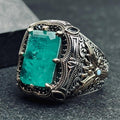 Statement Silver Ring: Turkish Aquamarine Square - Handmade Sterling