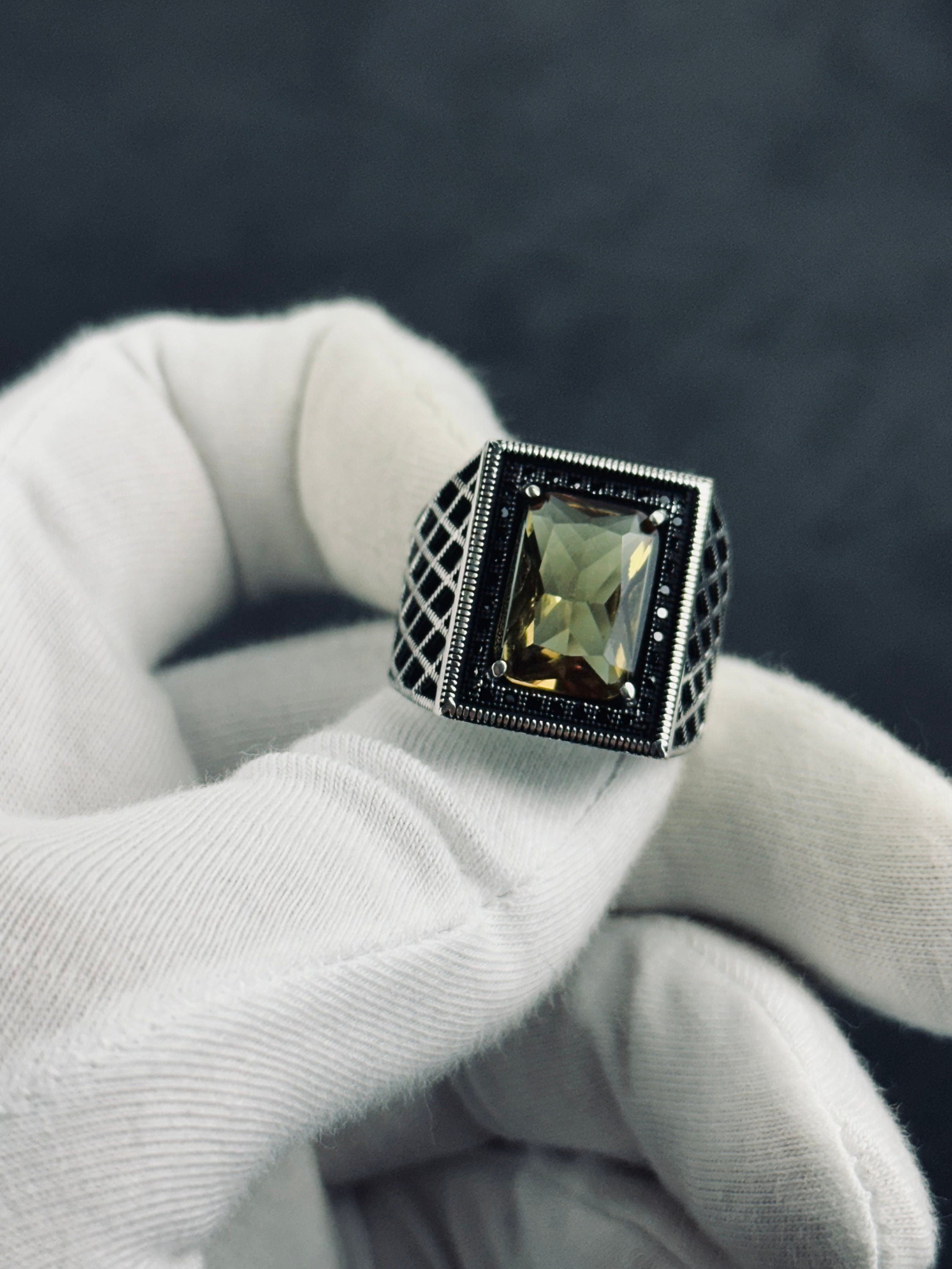 Diaspore Sultanit Ring, Sterling Silver, Rectangular Gemstone (Handmade)