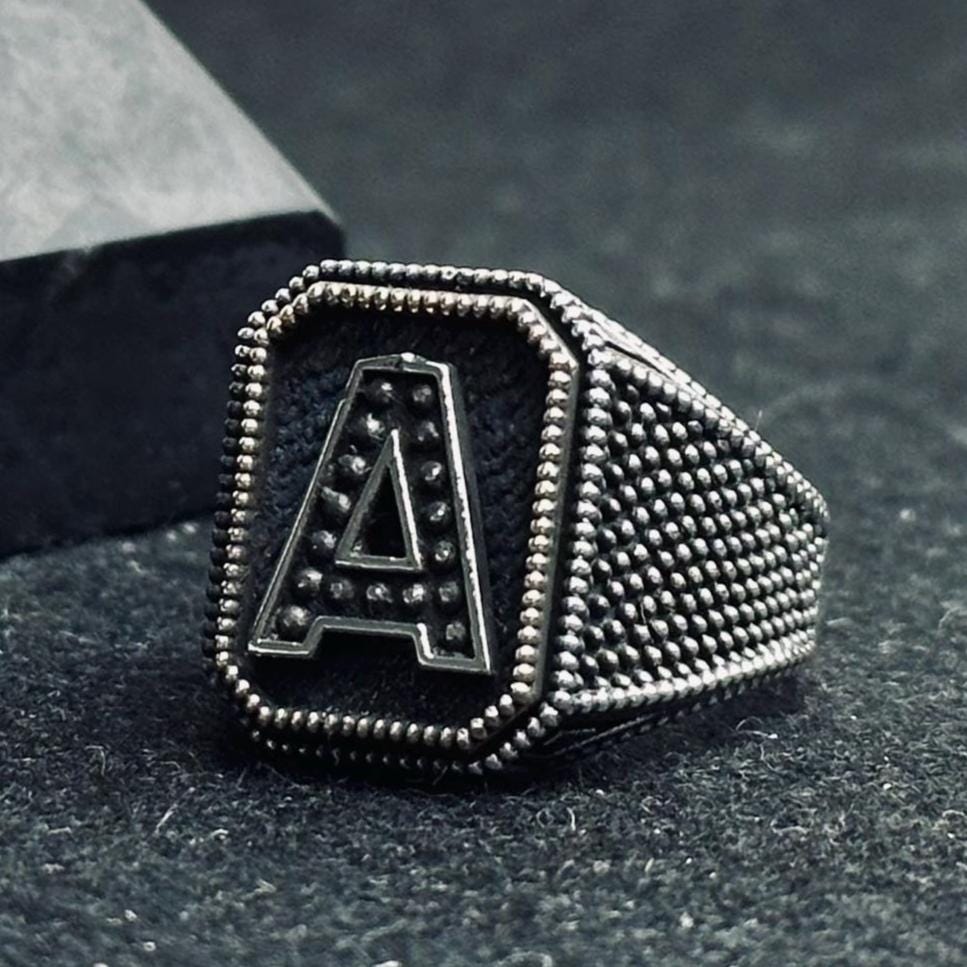 Signet Ring: Sterling Silver Monogram Design (Custom Sizes Available)