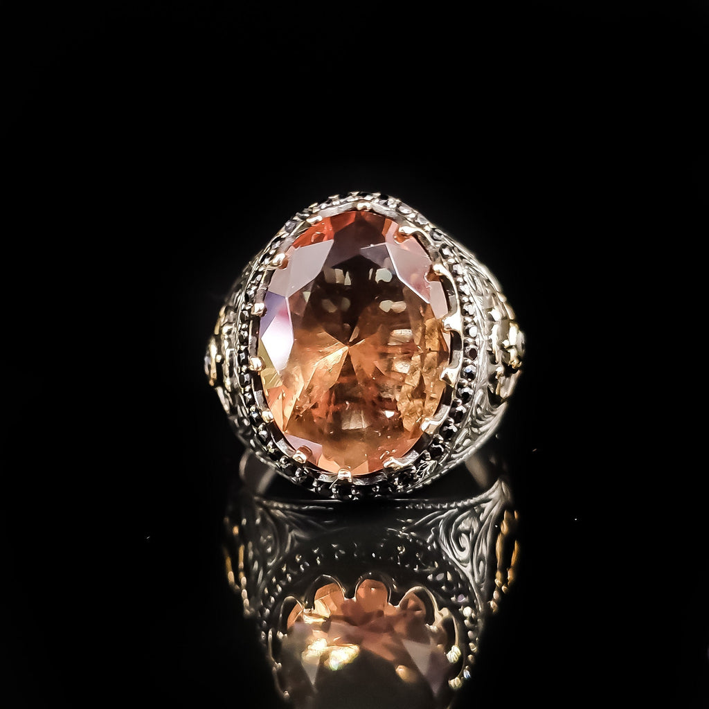 Sterling Silver Ring: Sultanit Gemstone - Handmade Abstract Style