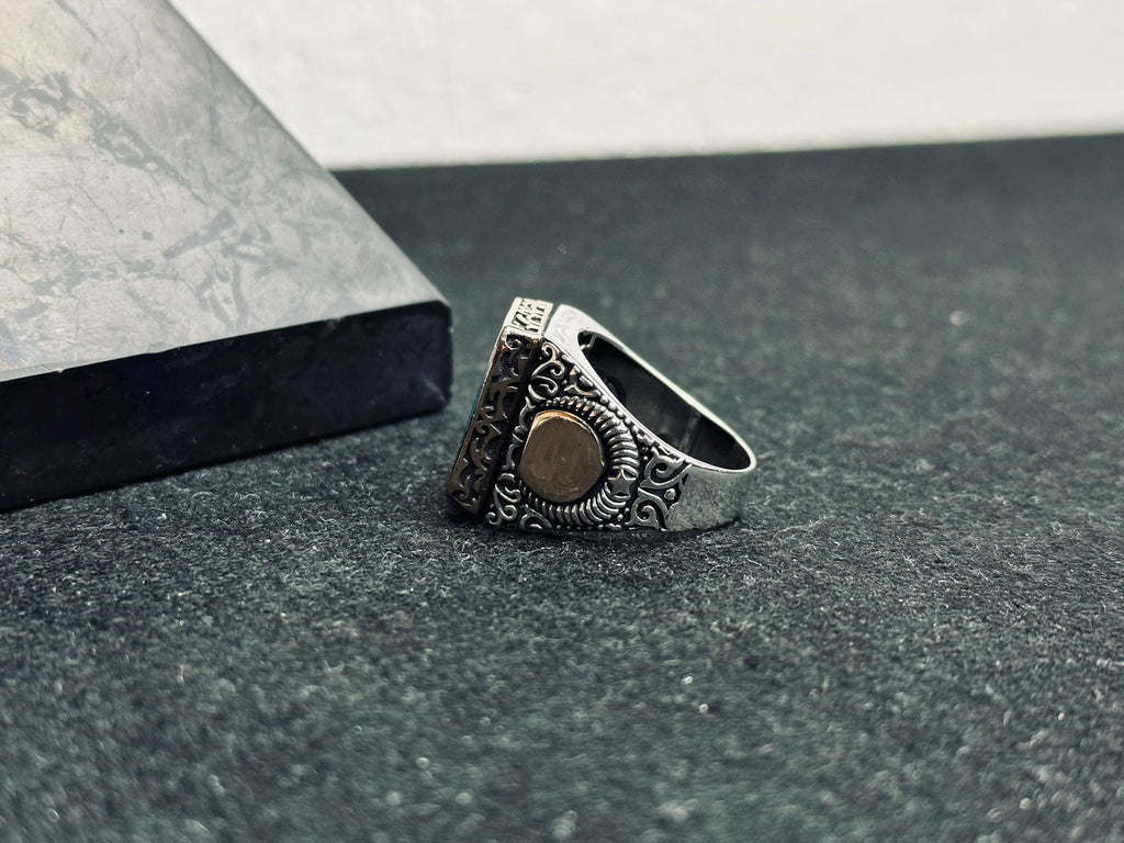 Men’s Turquoise Ring: Square Stone - Sterling Silver Boho Jewelry