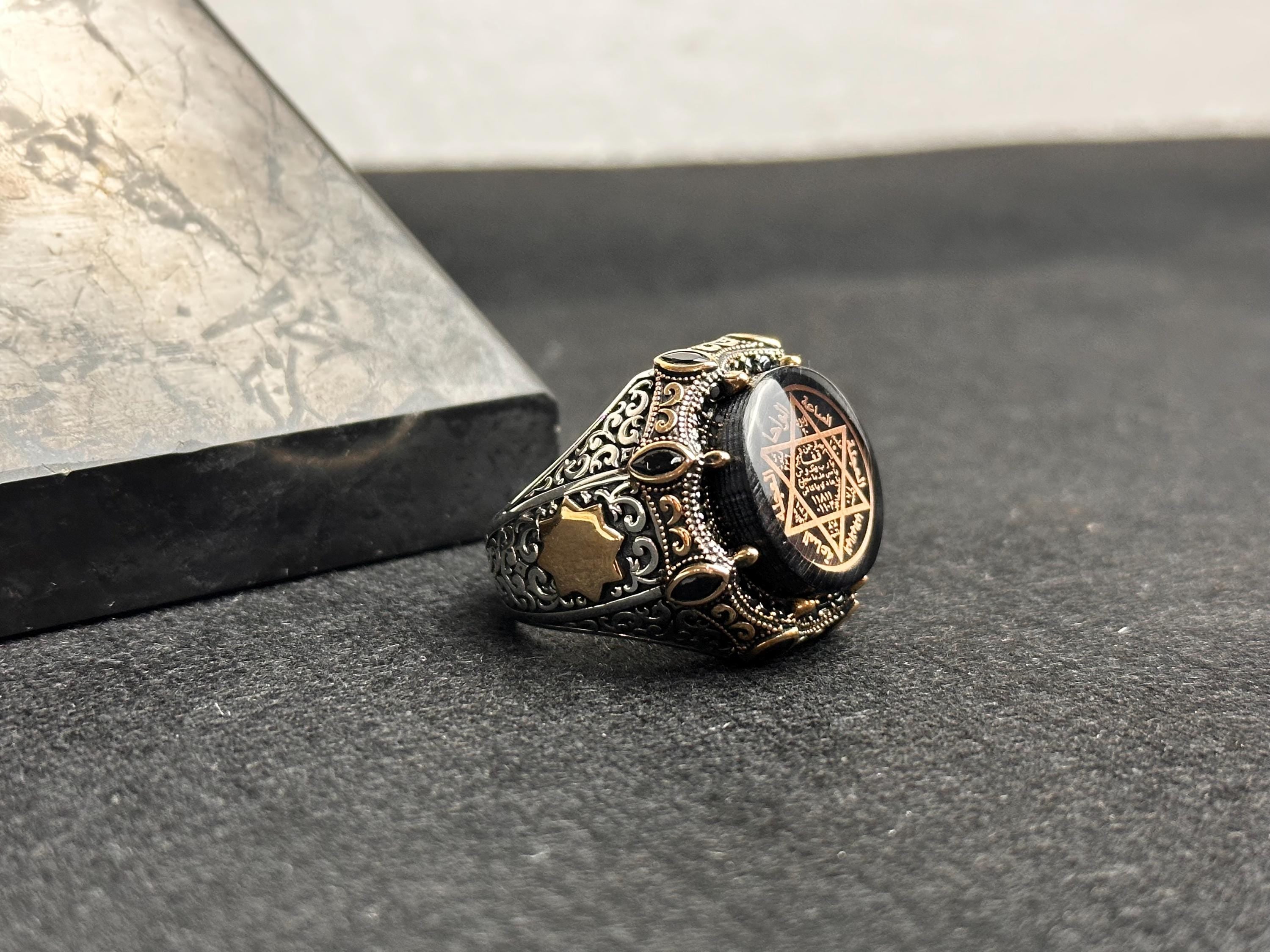 Sterling Silver Seal of Solomon Ring: Handmade Ottoman Design