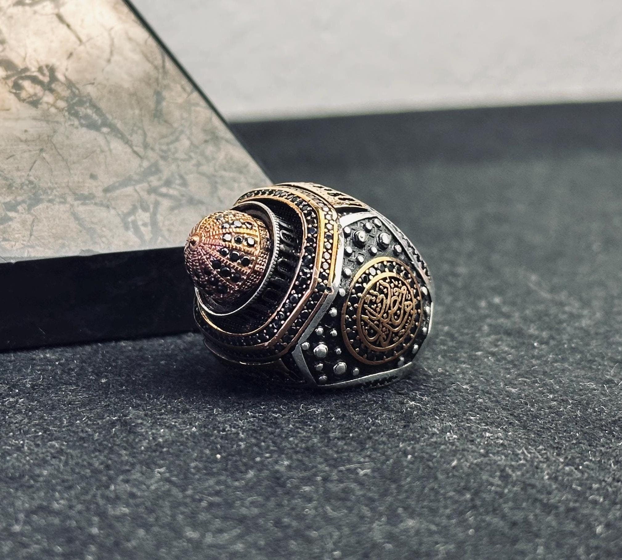 Sterling Silver Masjid Ring - Arabic Calligraphy, Handmade Design