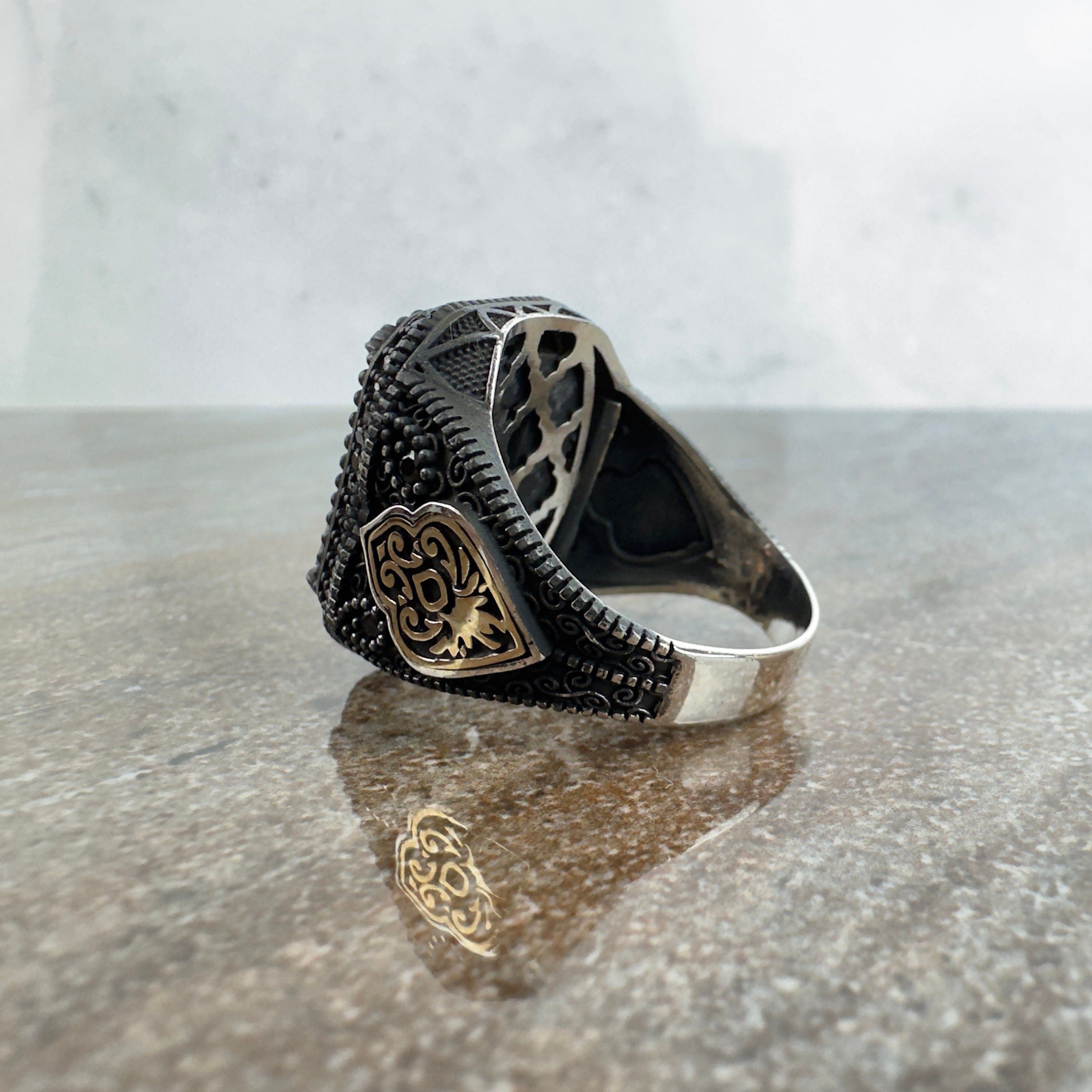 Men's Mystic Topaz Ring: Handmade Sterling Silver (Signet Style)