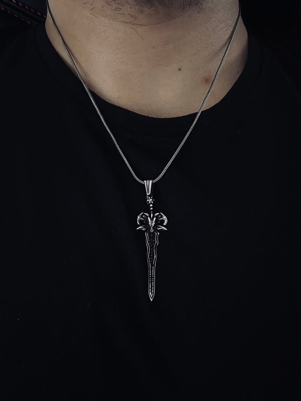 Lucifer-Inspired Sword Necklace - Silver Pendant with Chain