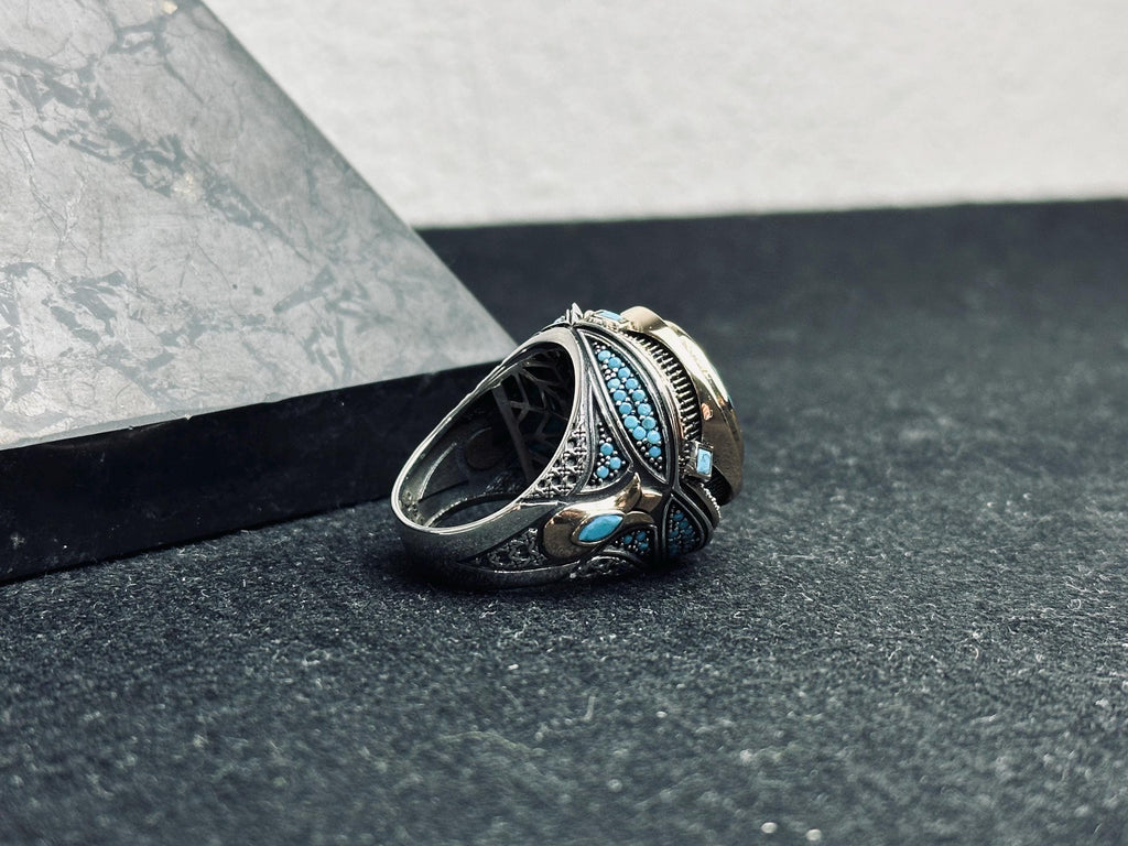Men's Sterling Silver Ring, Blue Paraiba Tourmaline (Bold Statement)
