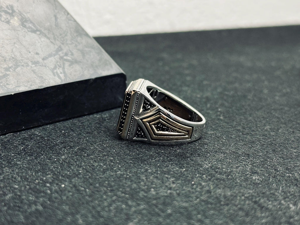 Arabic Ayat Ring: Minimal Turkish Jewelry (Square Sterling Silver)