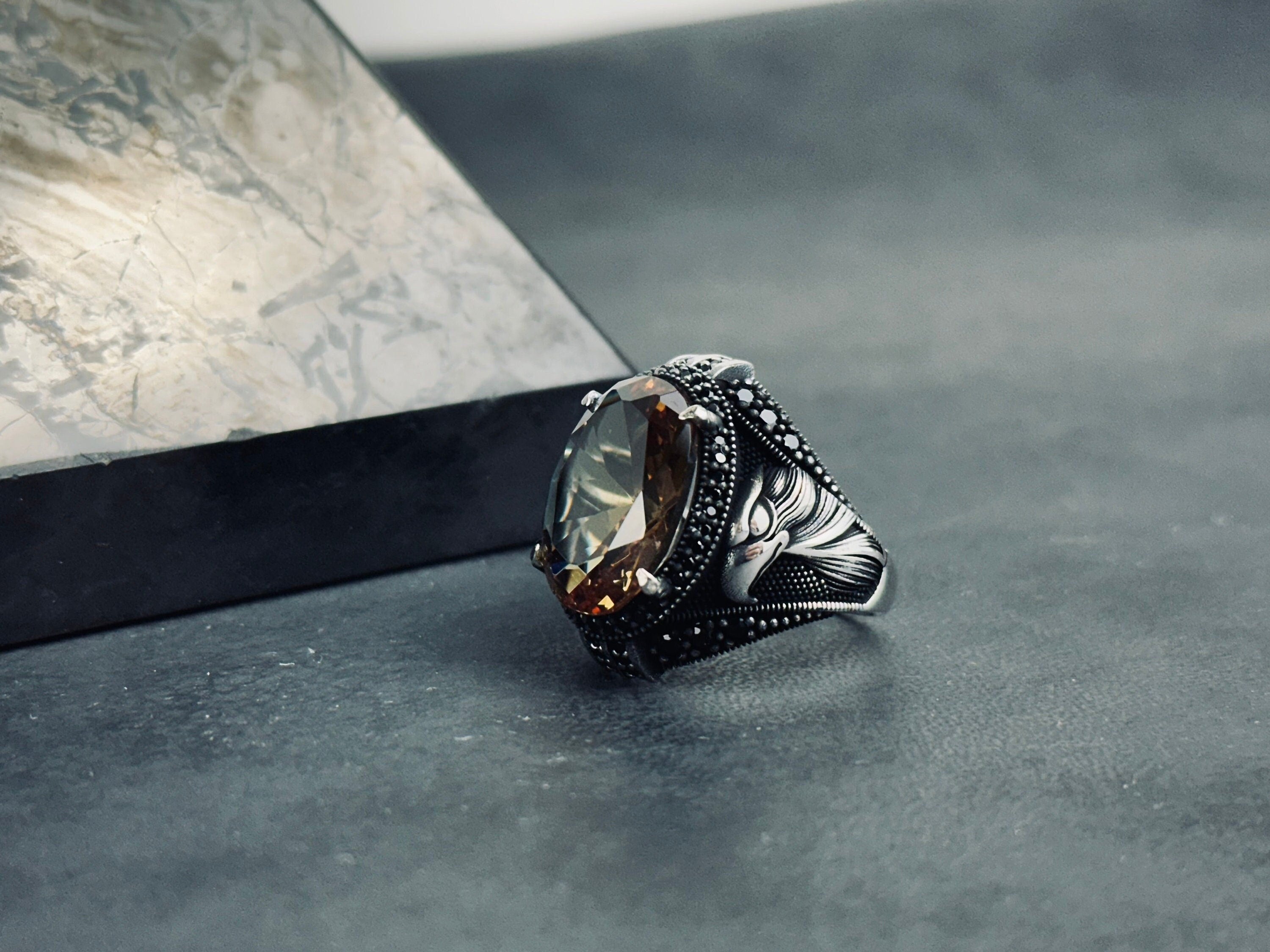 Sterling Silver Eagle Ring: Natural Sultanite Gemstone - Handmade