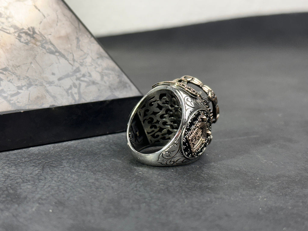 Islamic Sterling Silver Ring, Masjid Al Aqsa Oversized (Handmade)