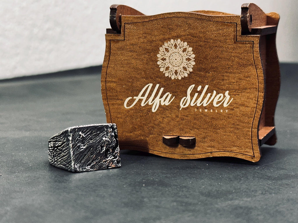 Bark Band Ring: Rustic Tree Texture (Sterling Silver)