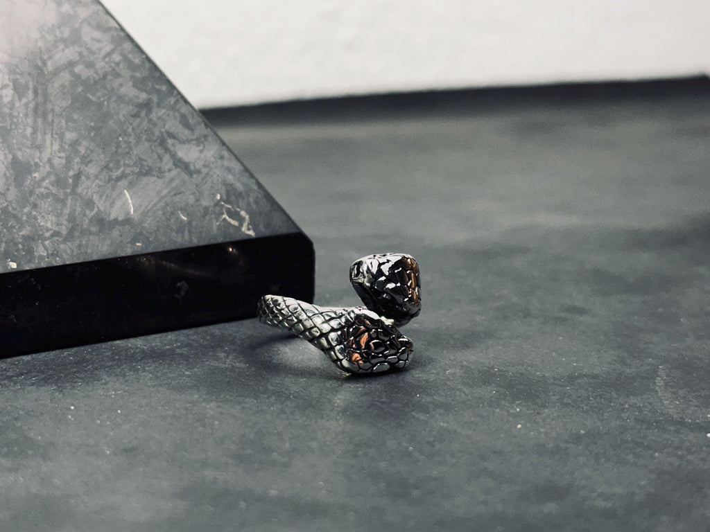 Vintage Sterling Silver Snake Ring, Adjustable Open Band (Unisex)