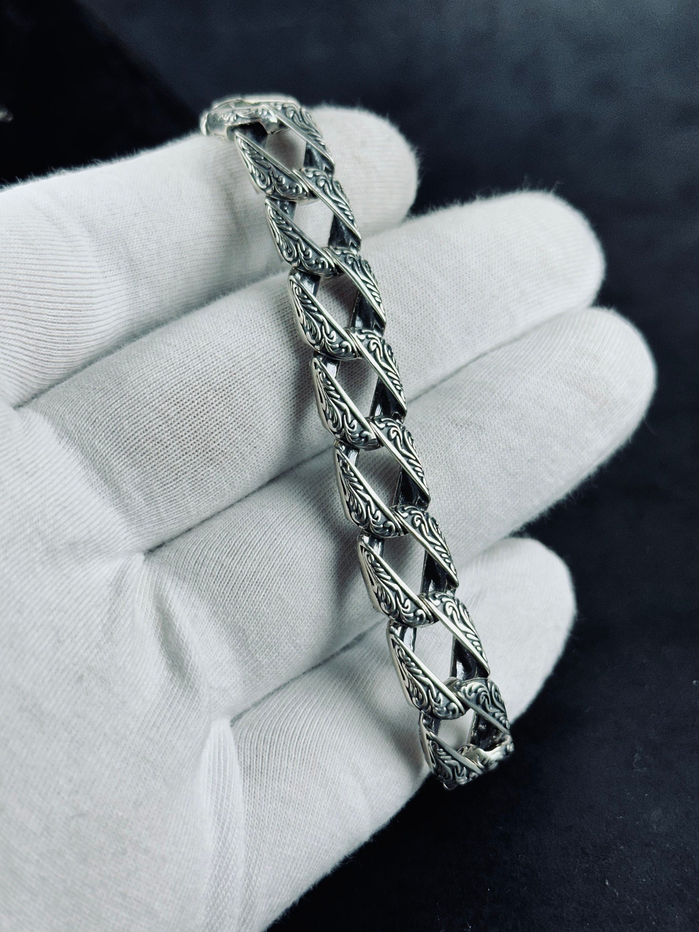 Sterling Silver Chain Bracelet - Handmade with Removable Link
