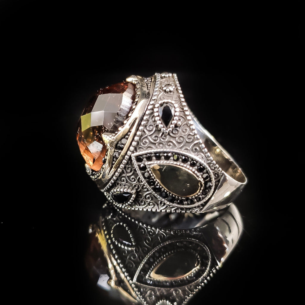 Sultanit Silver Ring: Handmade Crown Design, Color-Change Gemstone