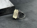 Sterling Silver Solomon King Ring: Engraved Star Detail