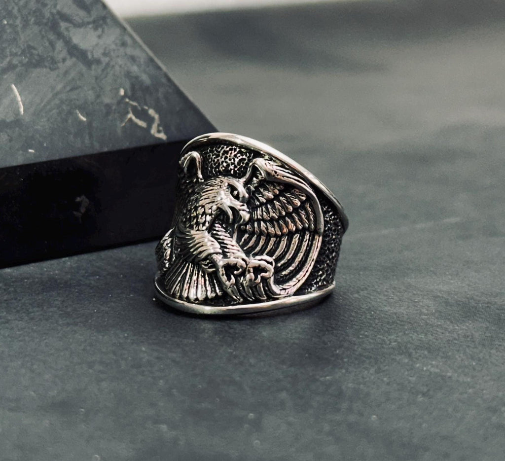 Boho Sterling Silver Eagle Thumb Ring (Adjustable Size)