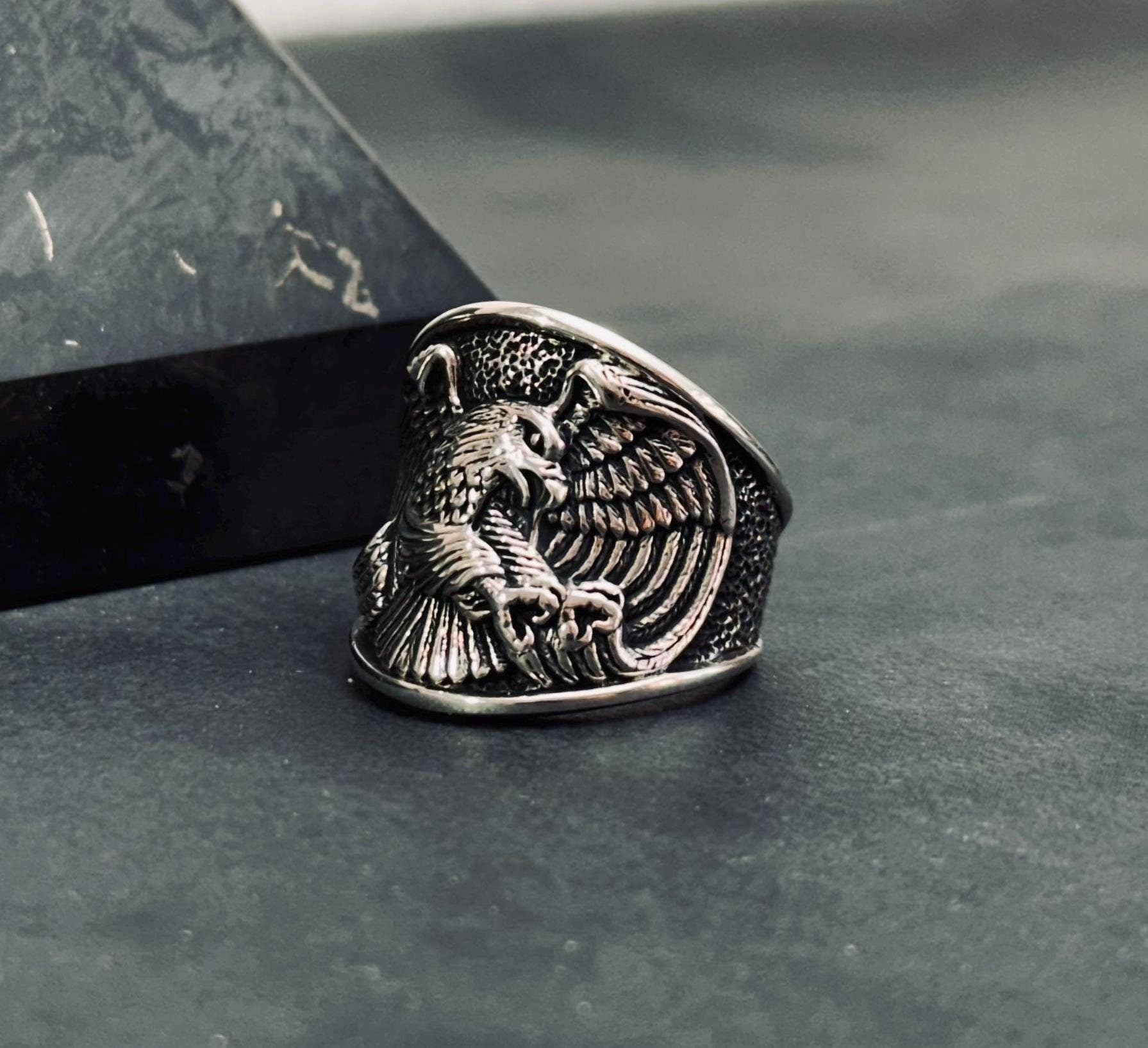 Boho Sterling Silver Eagle Thumb Ring (Adjustable Size)