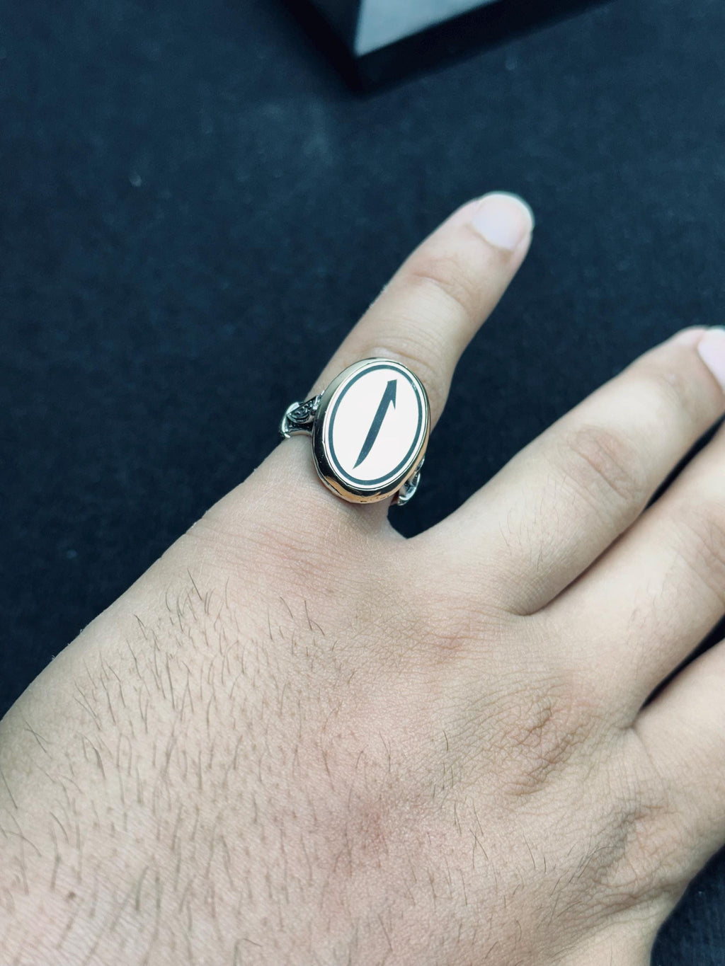 Islamic Sterling Silver Ring Elif Vav Minimalist Oval (Unisex)