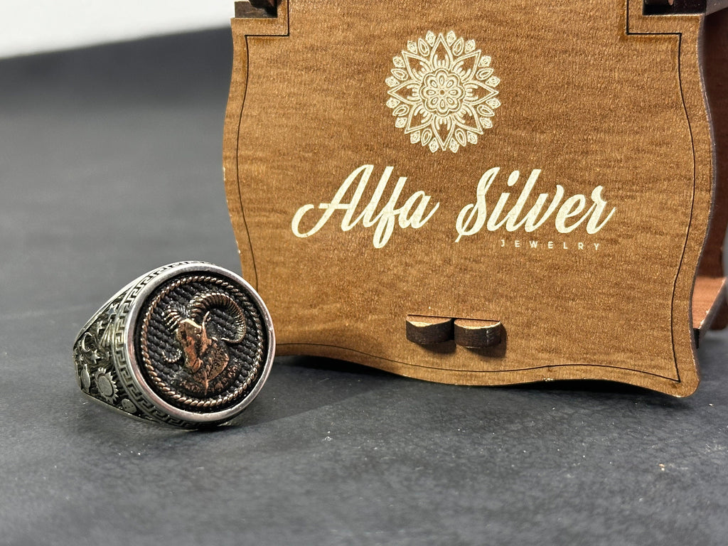 Aries Zodiac Signet Ring: Sterling Silver Astrology Jewelry
