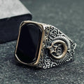 Men's Onyx Ring: Square Ottoman Design - Sterling Silver
