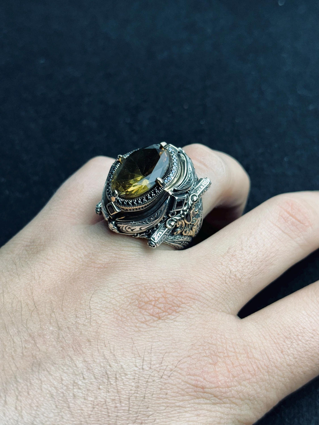 Sultanit Statement Ring: Color Changing Gemstone (Sterling Silver, Handmade)