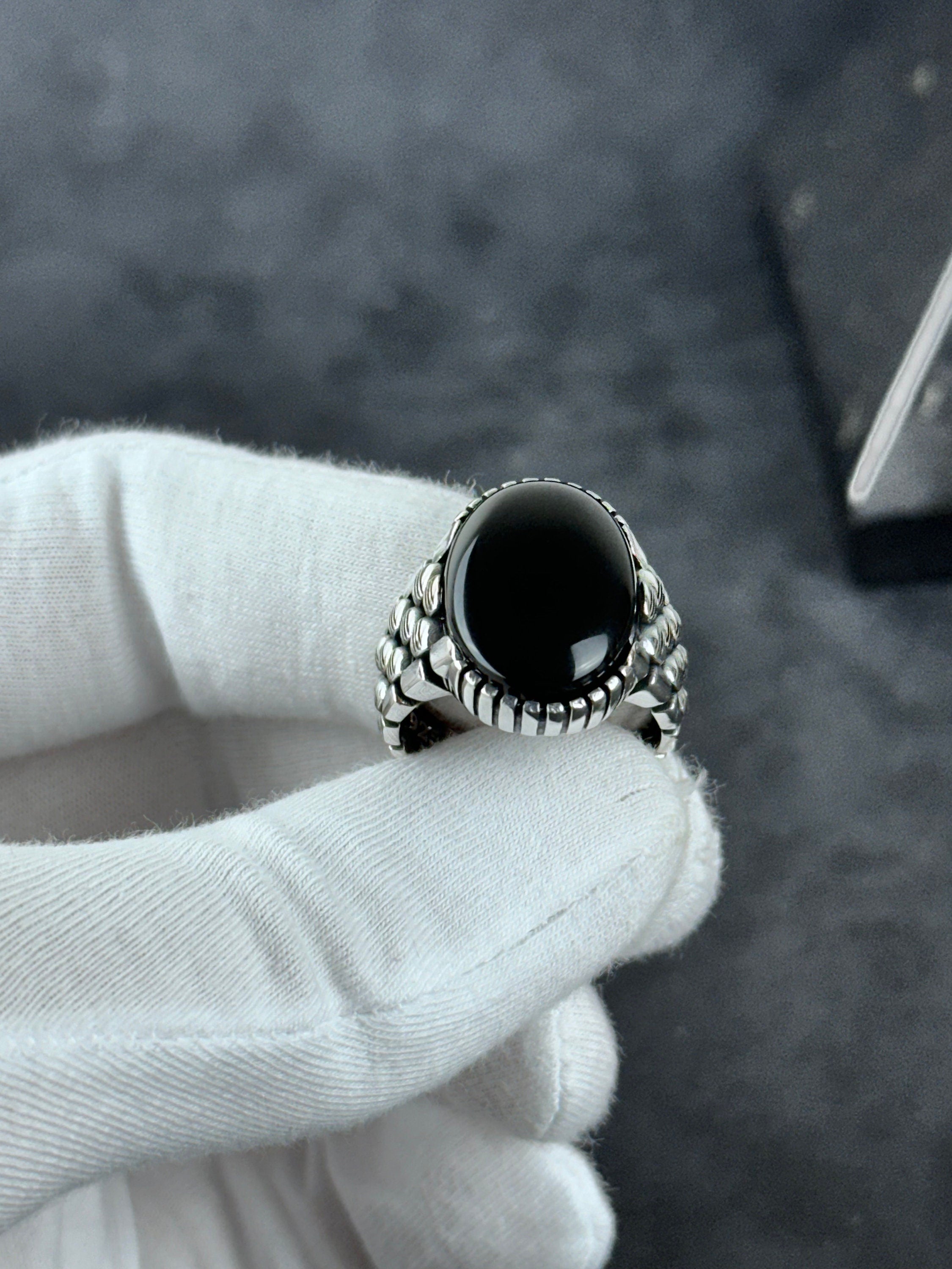 Statement Onyx Ring: Sterling Silver Jewelry (Gift Box Included)