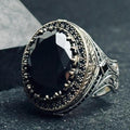 Oxidized Sterling Silver Ring: Handmade Zircon Men's Jewelry