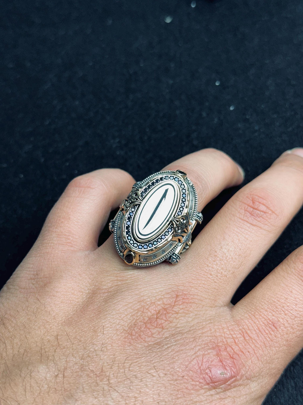 Arabic Calligraphy Ring 925 Sterling Silver Men Statement Ring Handmade Islamic Jewelry