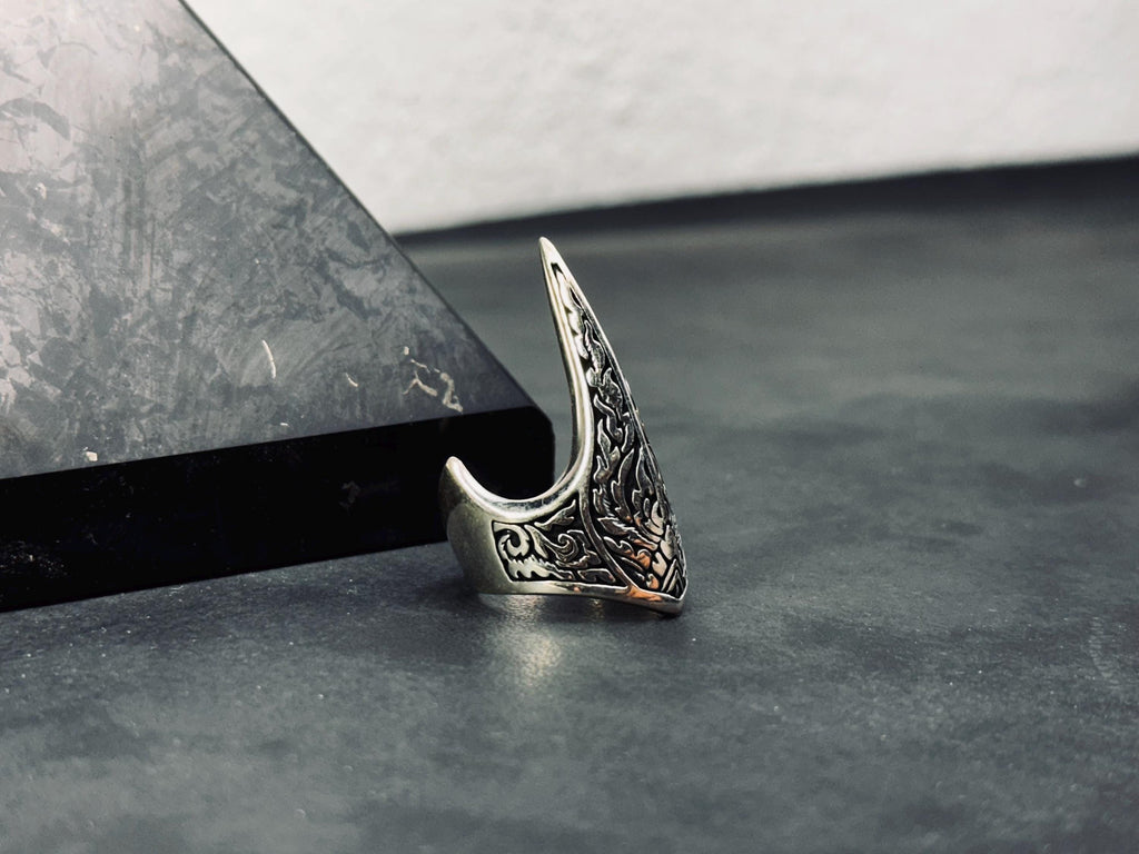 Handmade Sterling Silver Zihgir Thumb Ring – Traditional Turkish Archer Ring, Ottoman Style, Men’s Jewelry, Adjustable Gift Ring