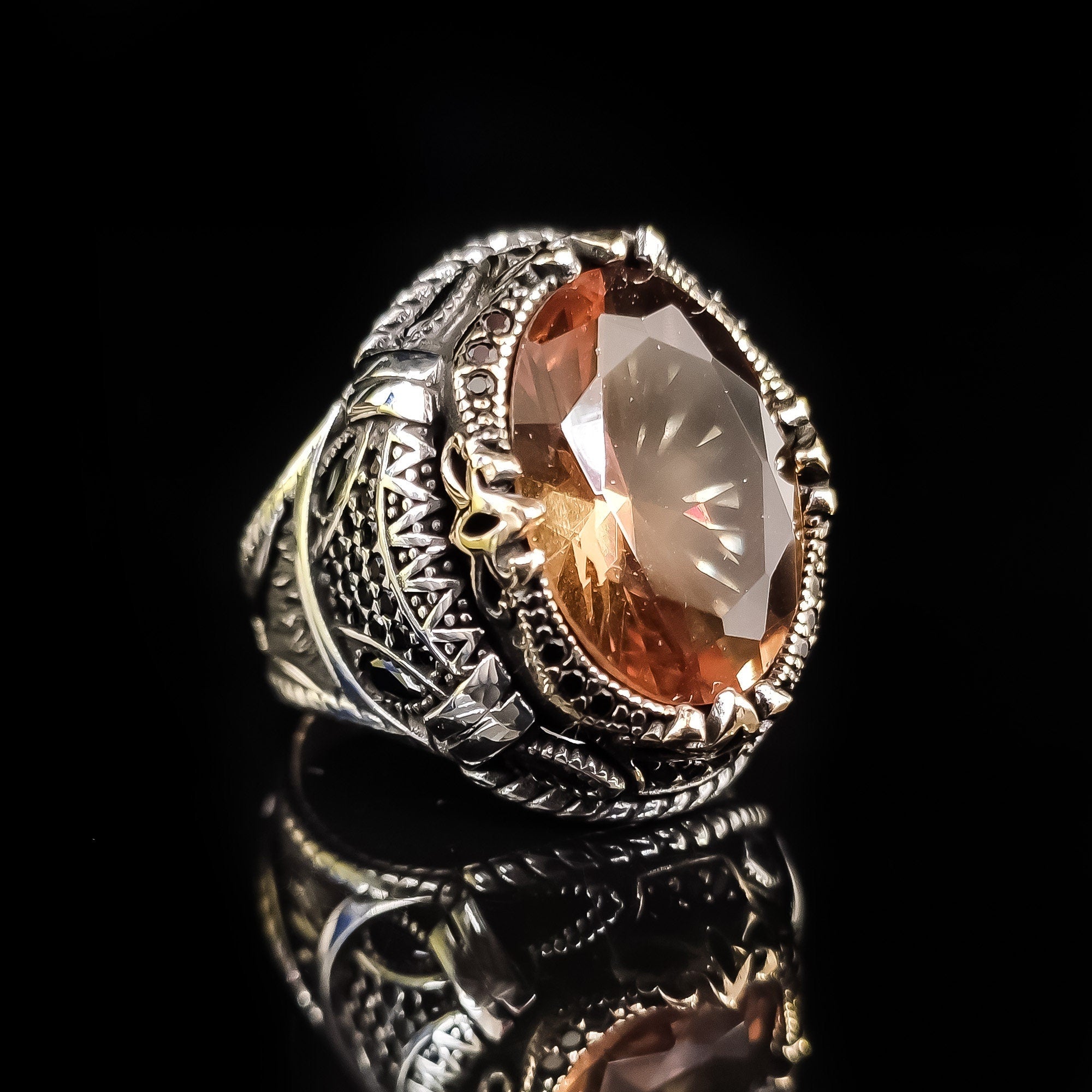 Sterling Silver Sultanite Ring, Handmade Color-Changing Gemstone (Men's Size)